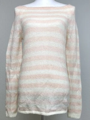 Suéter Pullover J.CREW Mujer PEQUEÑO Rosa/Blanco Rayas Mezcla Lana/Mohair 21039 Foto 1 de 4