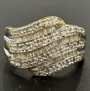 9ct 375 Yellow Gold 0.50ct Baguette Diamond Cluster Ring, Size O, US 7.5 - Picture 1 of 5