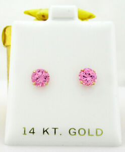 PINK SAPPHIRES 1.52 Cts  STUD EARRINGS 14K GOLD - New With Tag 