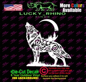 Tribal Howling Wolf Moon Car Window Vinyl Decal Bumper Sticker - Picture 1 of 4