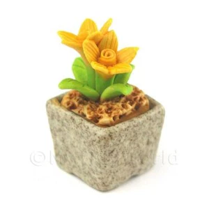 Miniatura Fatto a Mano Giallo Scuro IN Ceramica Per Fiori - Foto 1 di 1