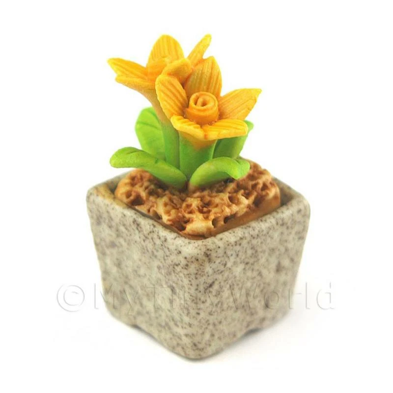 Miniatura Fatto a Mano Giallo Scuro IN Ceramica Per Fiori - Immagine 1 di 1