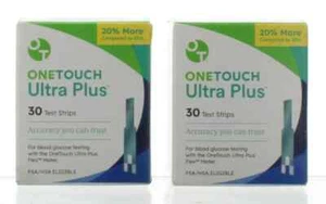 60 One Touch Ultra Plus bLOOD gLUCOSE Test Strips Expires 10/2024+ - Picture 1 of 1