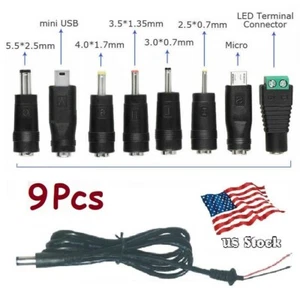 8 pcs Universal DC Power Adapter Set convert 5.5x2.1mm Plug to other size Plugs - Picture 1 of 8