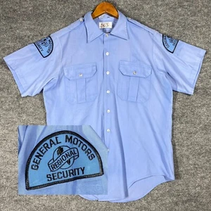 VINTAGE 60s 70s General Motors Security Shirt Size Medium Gaurd Uniform Patch GM - Picture 1 of 15
