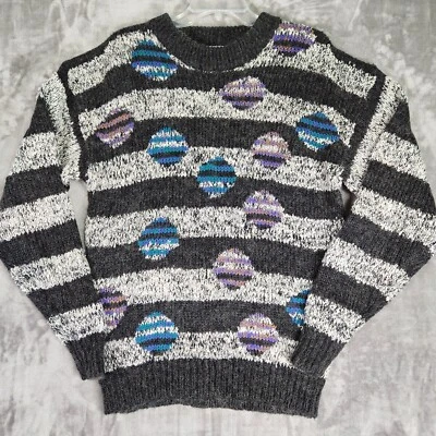 Suéter Koman De Colección Para Hombres L Gris Rayas Mezcla Geométrica Lana Abuelo Cosby Años 80 Foto 1 de 4