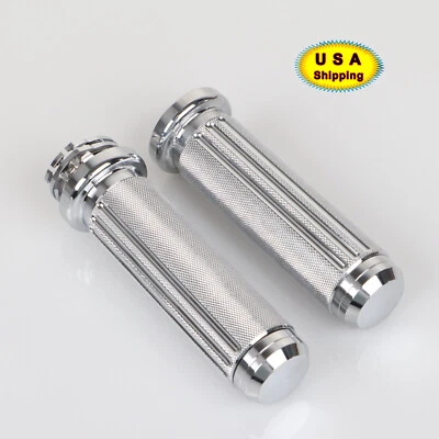 Empuñaduras de manillar cromadas de 1" para Harley Road King Sportster 883 1200 Softail Foto 1 de 4