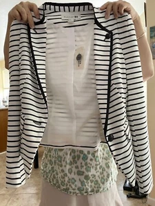 Forever 21 ladies women's casual coat jacket or top white black stripes NEW TAGS - Picture 1 of 3