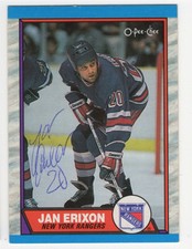 1989-90 OPC #96 Jan Erixon New York Rangers Autographed Card 