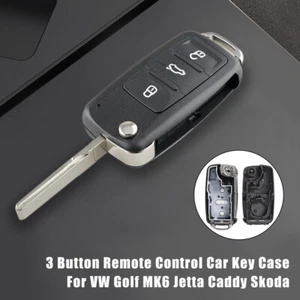 3 Button Remote Control Car Key Case For VW Polo Golf MK6 Jetta Caddy Skoda Yeti - Picture 1 of 14