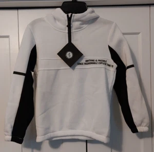 XS HOODY COLLECTION LARGE WHITE/BLACK BOYS QUARTER ZIP HOODIE SIZE LARGE NWT - Picture 1 of 4