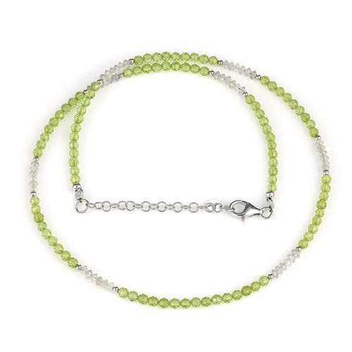 VETEMENTS Collana di Perline Peridoto Naturale e Labradorite Tonda 2 Multi Gemme 18" 2 3MM
