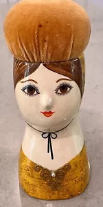 Signed GEMMA TACCOGNA & FRED SEXTON Mexico Paper Mache Lady Head Pin Holder - Picture 1 of 14