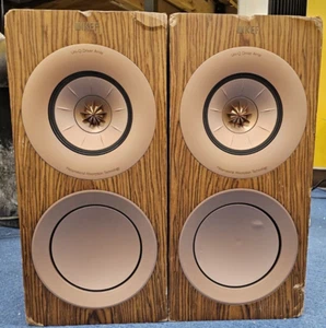KEF R3 Meta 3-Way Bookshelf Speakers -Walnut (Pair) - See Pics - Cosmetic Damage - Picture 1 of 13