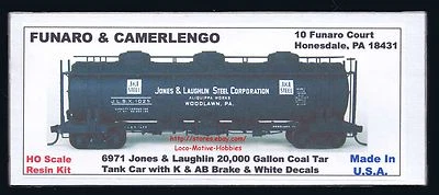 LMH Funaro F&C 6971 JONES LAUGHLIN STEEL Corp 20,000 Gal COAL TAR Tank Car White - Image 1 of 4