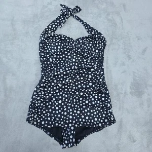Catalina Suddenly Slim Polka Dot Retro Halter One Piece Womens 10 - Picture 1 of 5