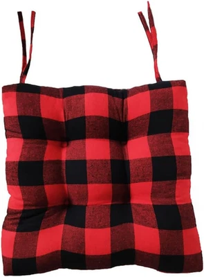 Almohadillas para silla a cuadros Vctops Farmhouse Buffalo con lazos rojo y negro a cuadros comedor  Foto 1 de 4