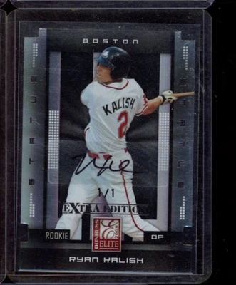 2008 DONRUSS ELITE RYAN KALISH BLACK PARALLEL 1/1 ROOKIE AUTO RED SOX - Image 1 of 2