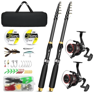 6.89ft Fishing Rod and Reel Combo, 2PCS Telescopic Carbon Fiber Fishing Rod, ... - Image 1 of 4