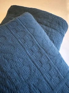 Paar SUPERIOR Matelasse King Kissenbezüge dunkelblau türkis Baumwolle - Bild 1 von 20