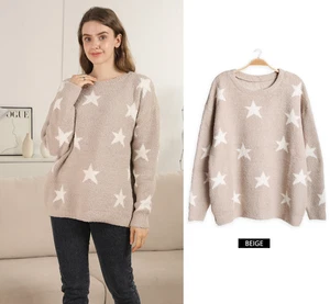 ComfyLuxe Star Pattern Pullover Lounge Sweater - Picture 1 of 8