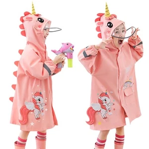 Kids Raincoats for Girls Boys Waterpoof Rainsuit XL/125-140 CM, Unicorn  - Picture 1 of 6