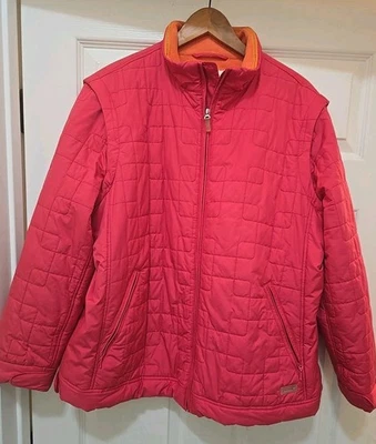 Rosa Liz Claiborne con Chaqueta Acolchada Chaleco Brazos Desmontables Vellón Cremallera Completa 2X Foto 1 de 4