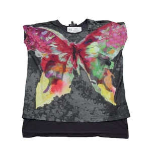 MS Shirt Girls Multicolor Short Sleeve Round Neck Graphic Print Casual Tee - Picture 1 of 17