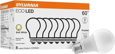 SYLVANIA ECO LED A19 Light Bulb, 60W Equivalent, Efficient 9W, 7 Year, 750 Lumen - Image 1 of 4