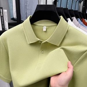 Camiseta Doble Cara Algodón Manga Corta Color Sólido Solapa Prendas para el torso Informal Negocios - Imagen 1 de 25