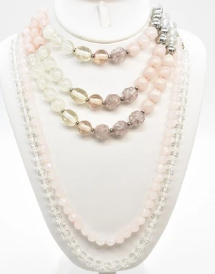 2 collares de cuentas Lucite rosa multihilo NY plata-T gargantilla y oro-T facetado Foto 1 de 4