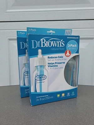 Lot Of 2 Dr. Brown's Natural Flow Baby Infant Bottles 8 oz, 3 Pack = 6 Bottles  - Image 1 of 4