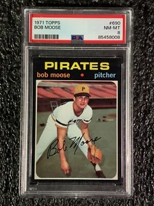 1971 Topps Baseball #690 Bob Moose PSA 8 - Picture 1 of 2