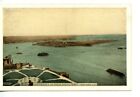 Aerial View-Governor's Island-Ferry-New York City-Vintage Lumitone Postcard
