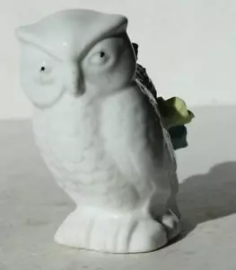 Figura Búho Blanco 3D Flores Coser Pin Cojín Cerámica Porcelana Pintado a Mano - Imagen 1 de 1