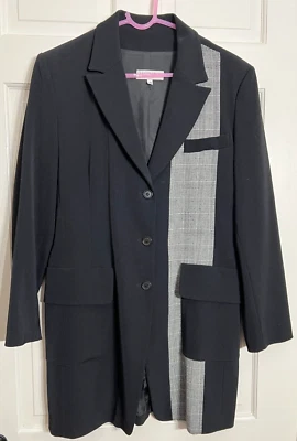 Blazer/chaqueta IVAN Grundahl mezcla lana negra con panel a cuadros blanco y negro en la parte delantera 40 Foto 1 de 4