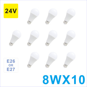 10 Pack GLS Led Lamp Bulb A19=A60 E26 Base 8W 24V Cool White,For Basic Light
