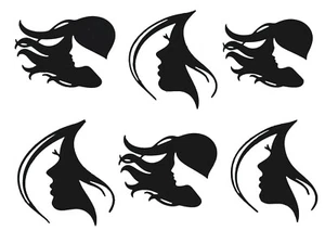 BREATHTAKING! SILHOUETTE OF WOMAN HEADS, HAIR BLOWING, LONG LASHES DIE CUTS - Picture 1 of 3