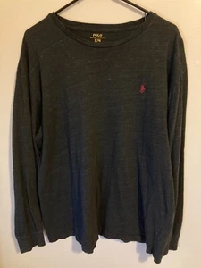 Thick Pullover Long Sleeve Polo Ralph Lauren Shirt - Charcoal Gray - XL/TG - Picture 1 of 3