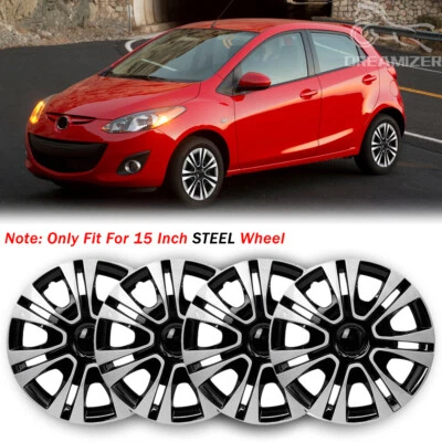 Комплект из 4 защелкивающихся колпаков колес 15 дюймов подходит для стальных ободов R15 для Mazda 2 2011-2014 годов выпуска - Изображение 1 из 4