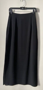 VTG JS Collections Petite Sz 2 (25" waist) Black Long Maxi Skirt High Slits - Picture 1 of 14