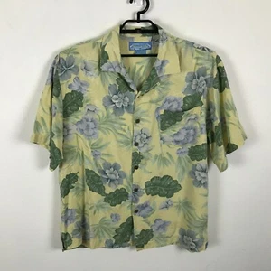 Camisa Hawaiana Bermuda Bay Talla XL Amarilla Multicolor Floral Manga Corta Seda - Imagen 1 de 7