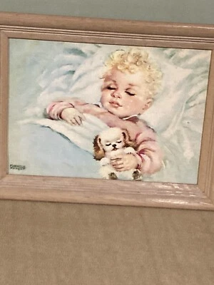 GUARDERÍA BEBÉ VINTAGE / ESTAMPADO DULCES SUEÑOS / FLOLANCE KROGER / PERRO NIÑO Y CACHORRO Foto 1 de 4