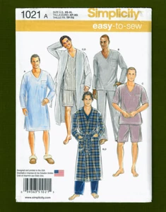 Easy Men's Pajamas Nightshirt Robe Sewing Pattern (Sizes XS-XL) Simplicity 1021 - Picture 1 of 6