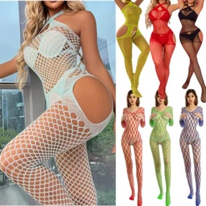 Women's Sexy Fishnet Bodystockings Lingerie Cutout Full Body Jumpsuit AU - Picture 1 of 60