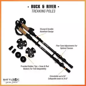 Ruck & River Trekking Poles Adjustable Walking Hiking Sticks Aluminum Quick Lock - Picture 1 of 5