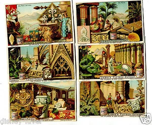 Victorian Trade Card set of 6 LIEBIGS EXTRACT Plants in Art & Architecture #791 - Picture 1 of 4