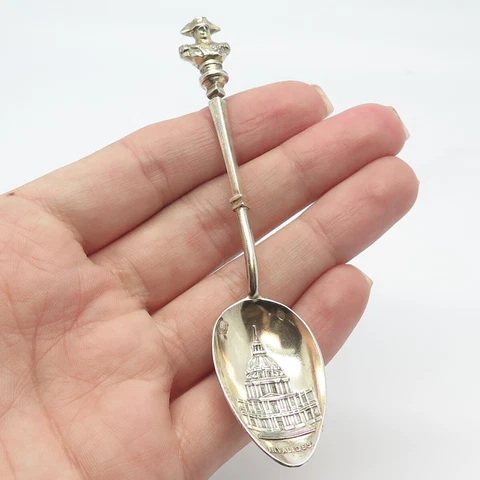 925 Sterling Silver Antique Paris France Invalides The Dome Museum Spoon Cover
