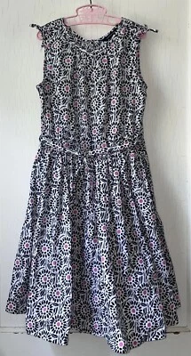 Vestido floral de algodón rosa blanco marino Lands' End para niña talla 10 Foto 1 de 4