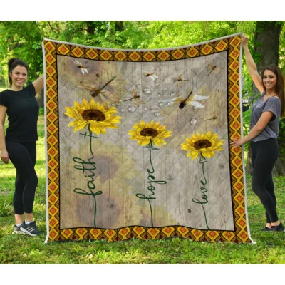 Dragonfly Faith Hope Love Quilts, Dragonfly Quilts Blanket, Gift Ideas - Image 1 of 4